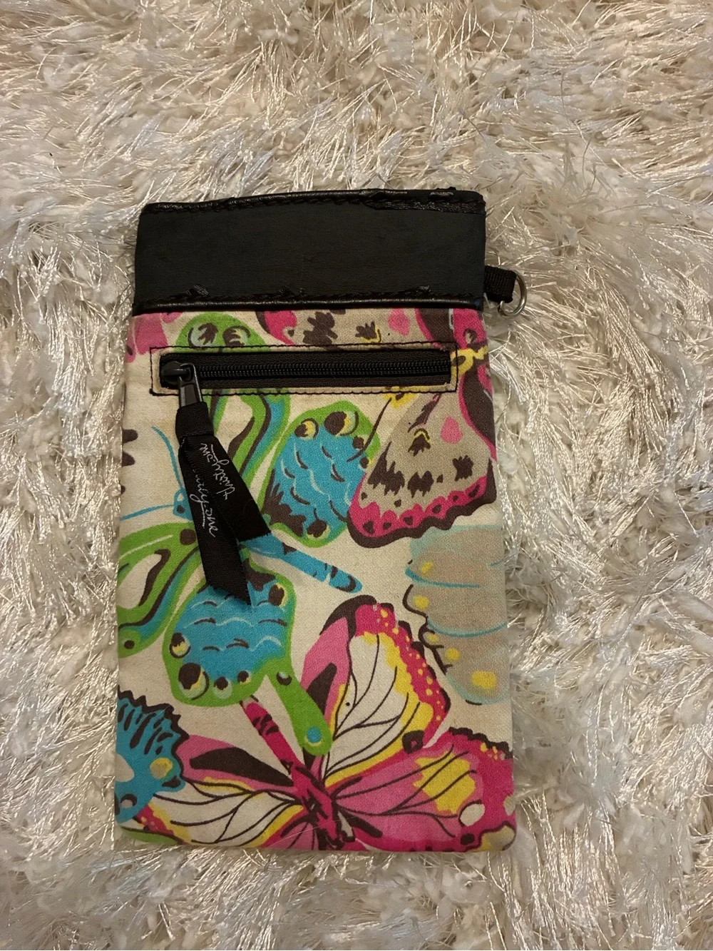 Thirty-One Grab & Go Wristlet Eye Glass Pouch Multi-Color Butterfly Pattern